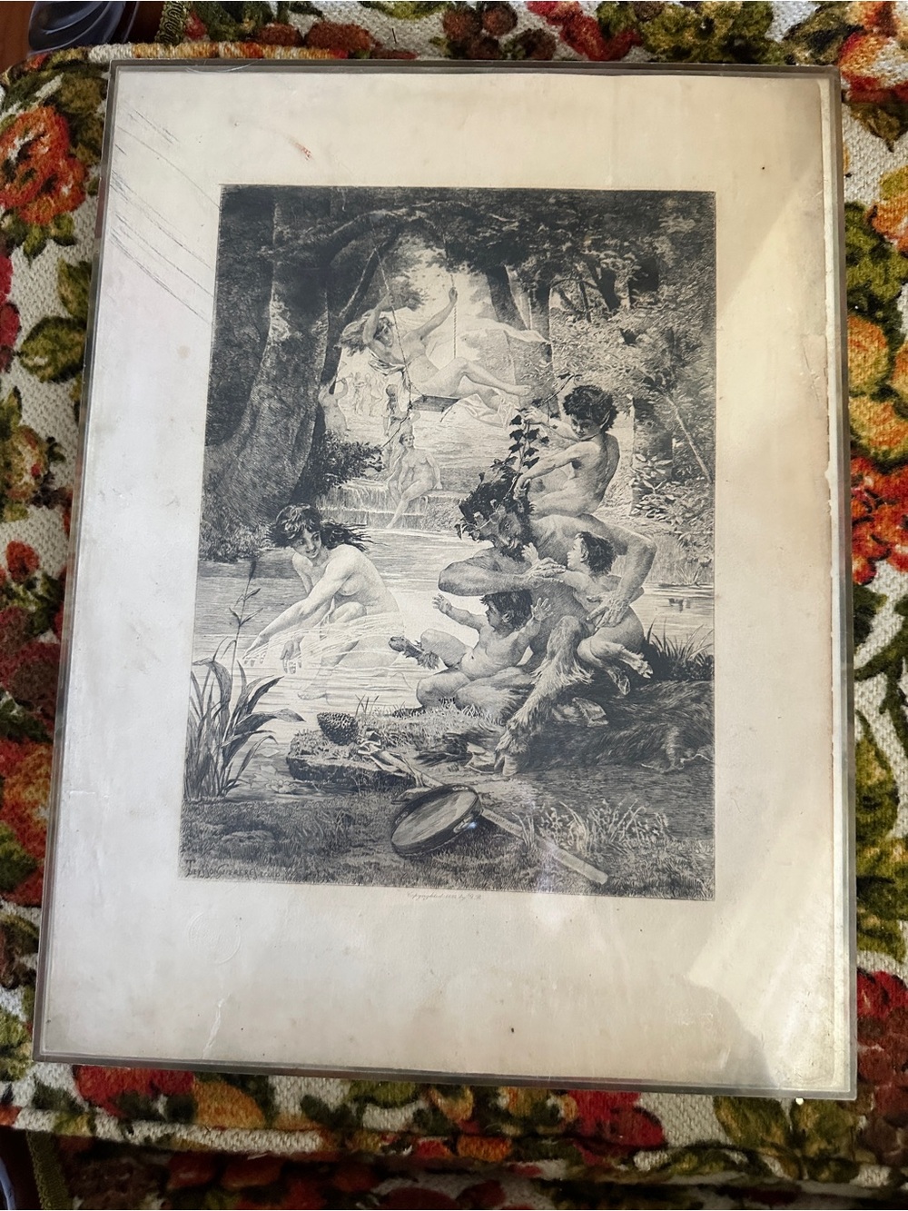 Vintage distressed print of Louis Priou copyright 1894 by GB